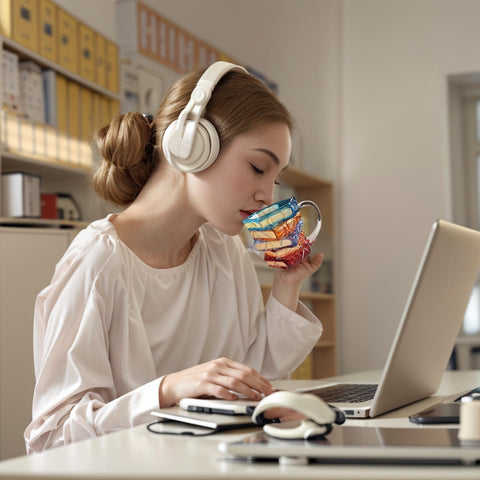 OTTNSA colorful stack-book design adds whimsy to desks and shelves