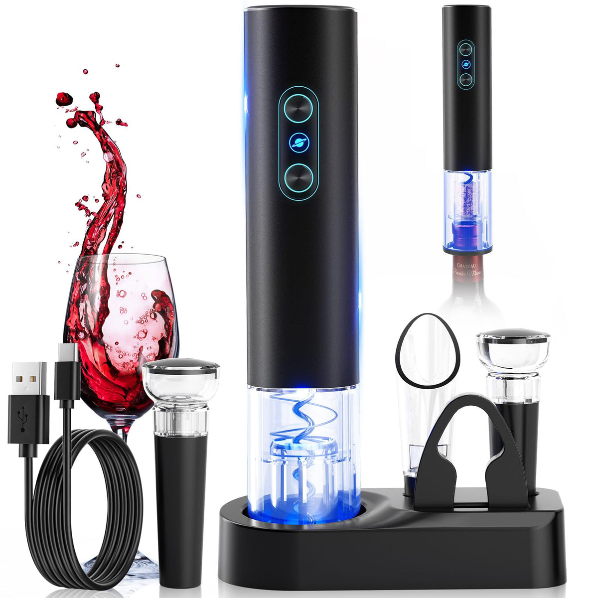 Otuseta electric wine opener bottle open for quick cork removal during gatherings