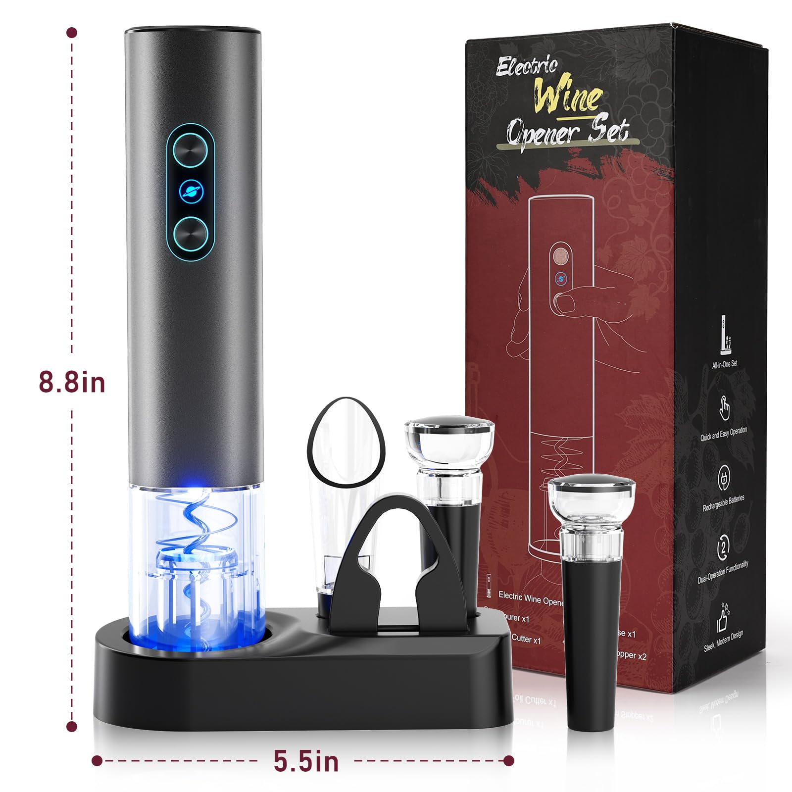 Otuseta vacuum stoppers preserve wine freshness for up to seven days.