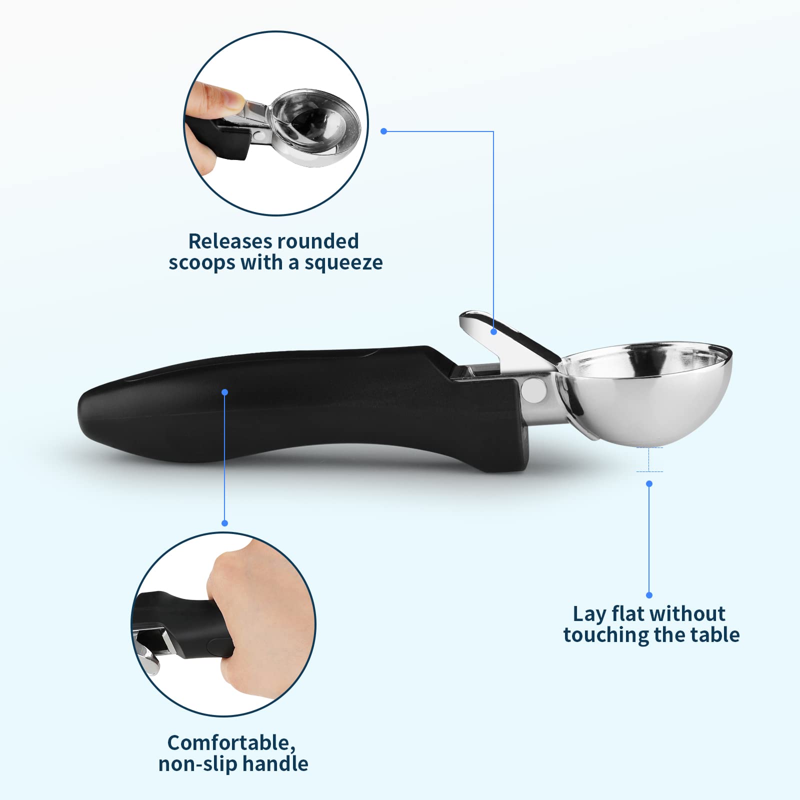 OTVAFAVA ergonomic soft grip handle provides comfortable scooping