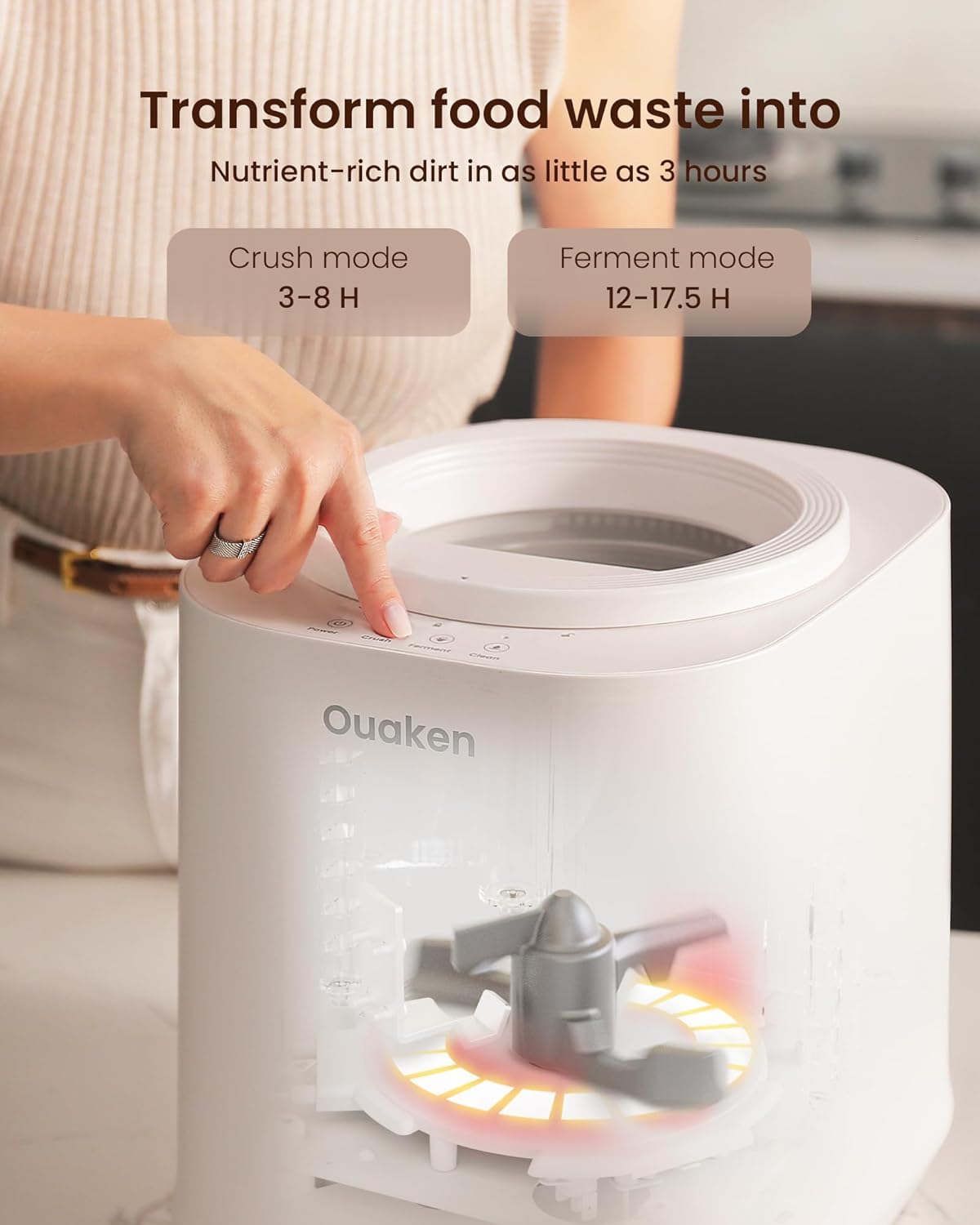 Ouaken carbon odor filter keeps the cooking area fresh during composting