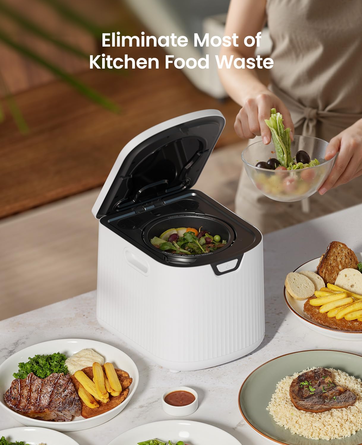 Ouaken Electric Composter LED display showing progress for easy monitoring