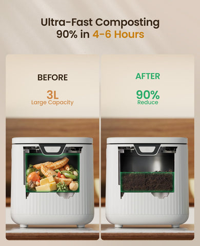 Ouaken Electric Composter operates quietly, preserving kitchen calm