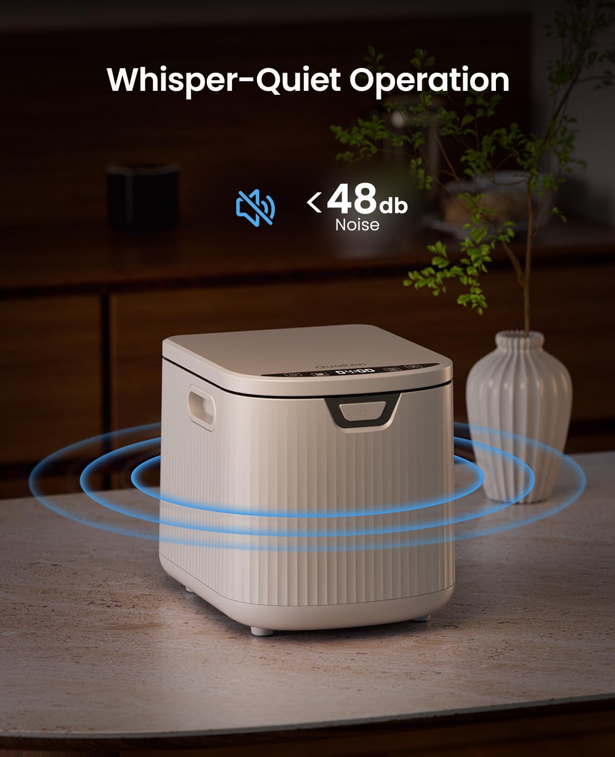 Ouaken Electric Composter handles vegetable peels and leftovers for sustainable waste diversion