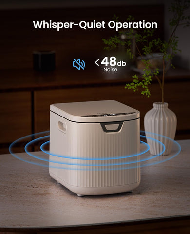 Ouaken Electric Composter handles vegetable peels and leftovers for sustainable waste diversion