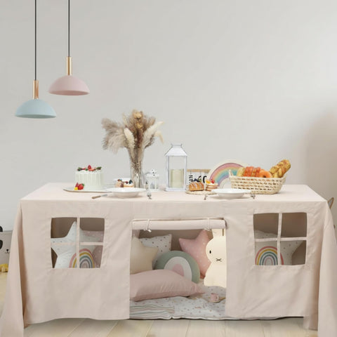 Oudain beige playhouse tablefort fabric for easy storage after use