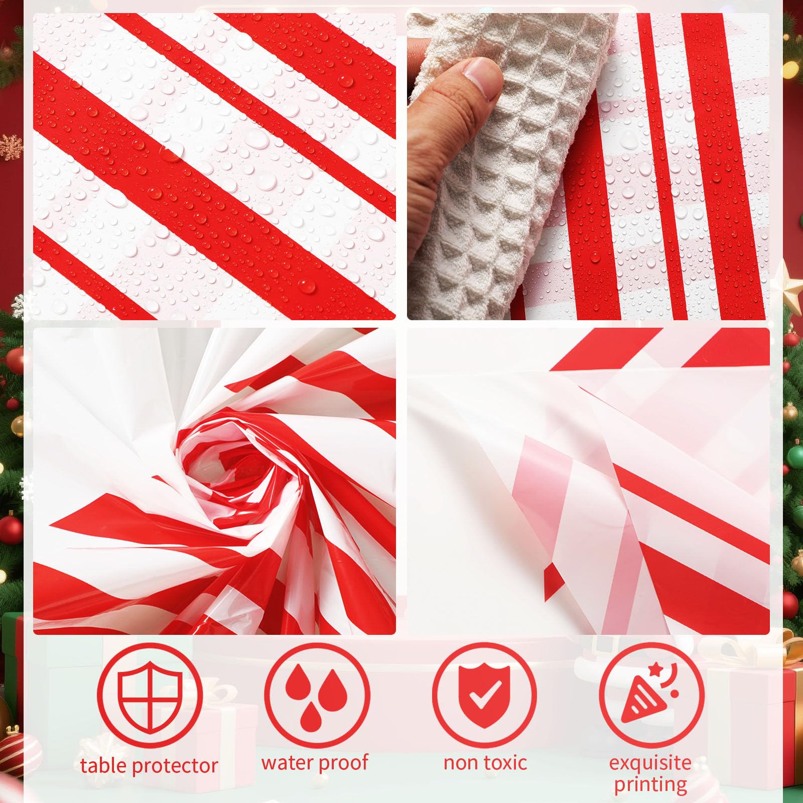 Oudain close-up shows vivid red and white striped design.