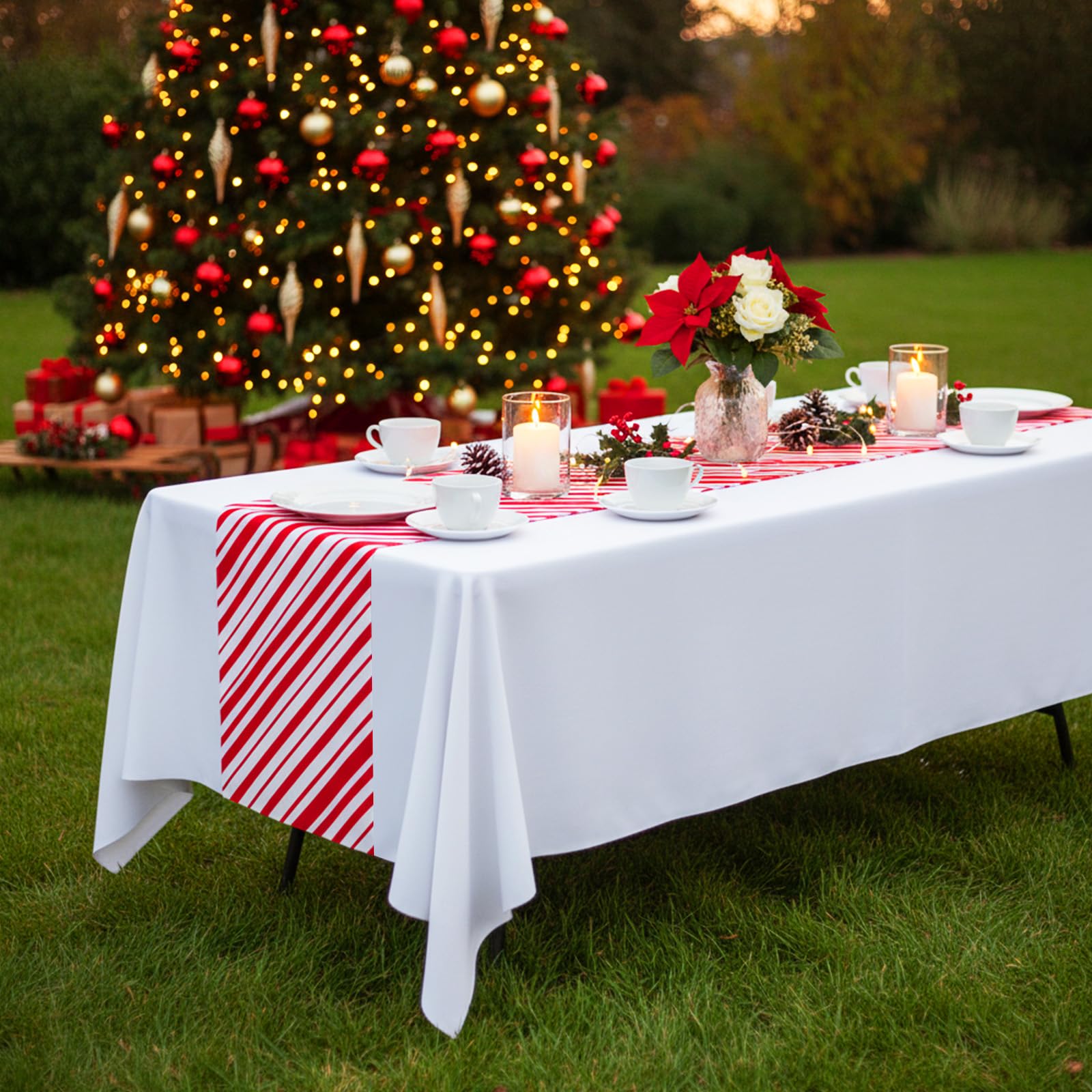 Oudain suitable for indoor or outdoor Christmas party tables.