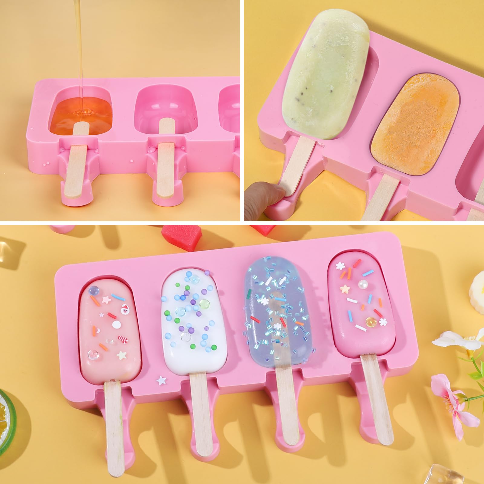 Ouddy Life wooden sticks included for homemade popsicles.
