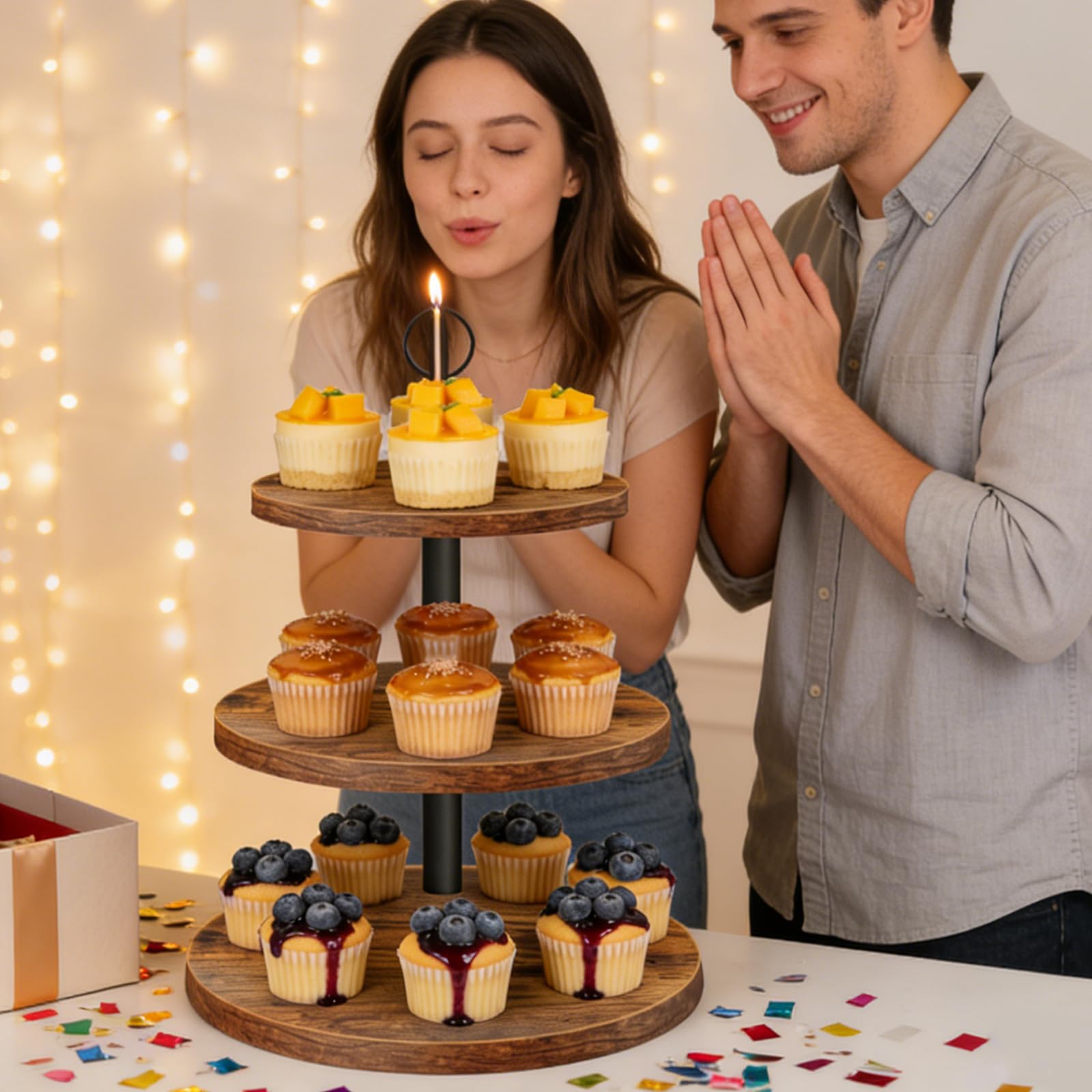 OugeWood 2-pack cupcake stand set creates cohesive dessert table displays