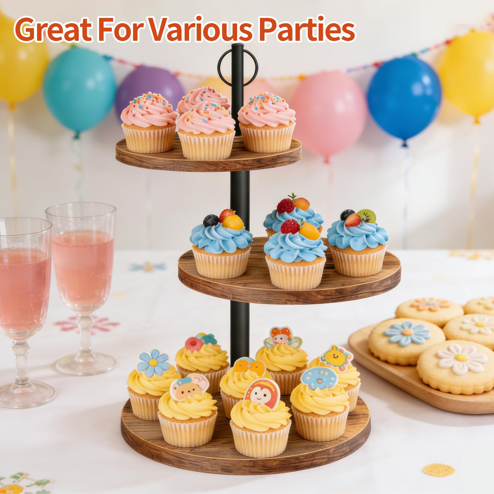 OugeWood cupcake stand in rustic design fits weddings, baby showers, and birthdays