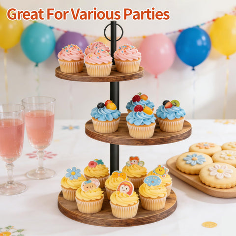 OugeWood cupcake stand in rustic design fits weddings, baby showers, and birthdays