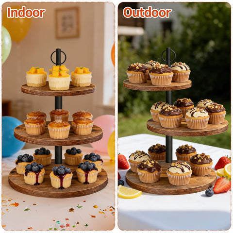 OugeWood cupcake stand with wooden finish ideal for rustic party tables
