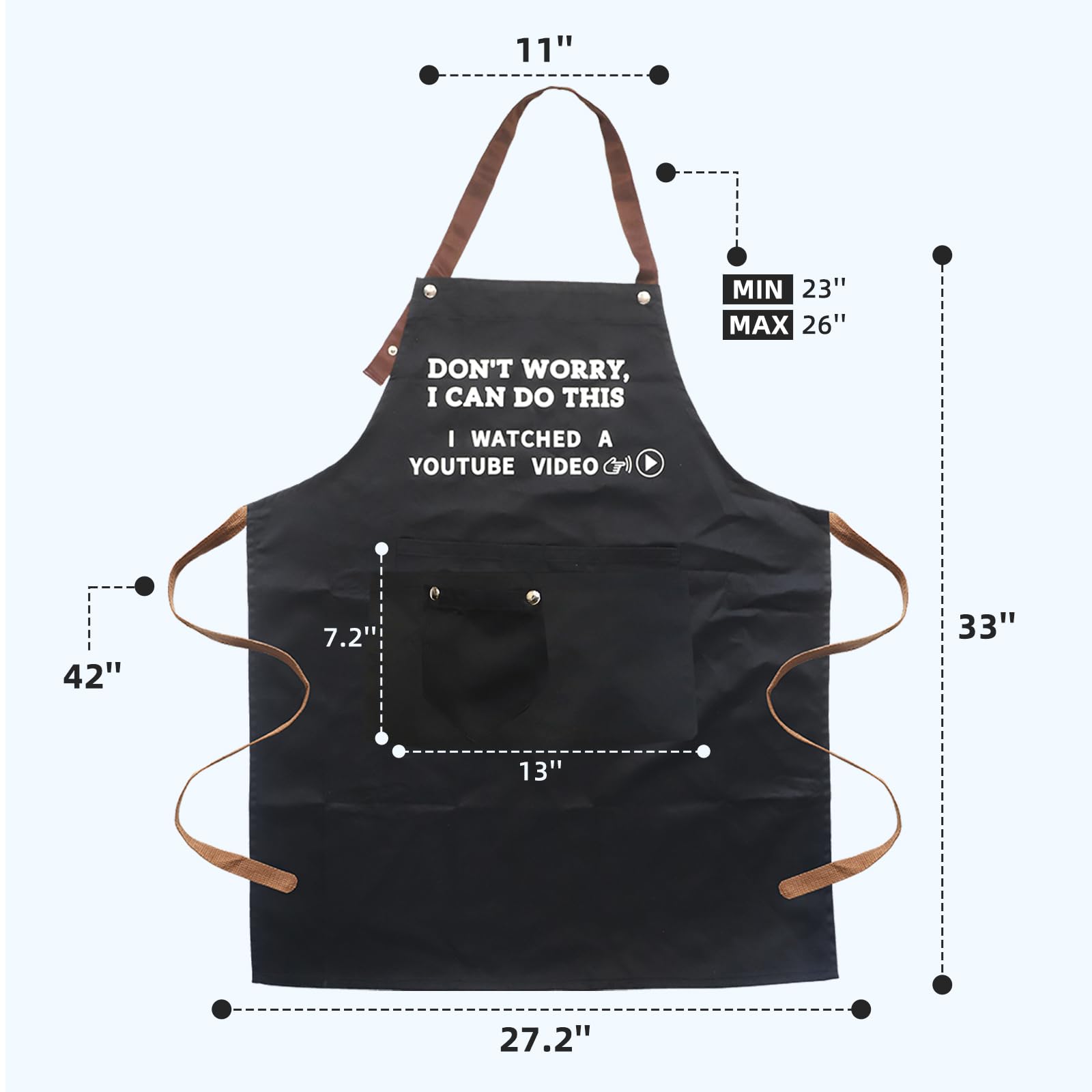 Ougher apron adjustable neck strap for comfortable, customizable fit.