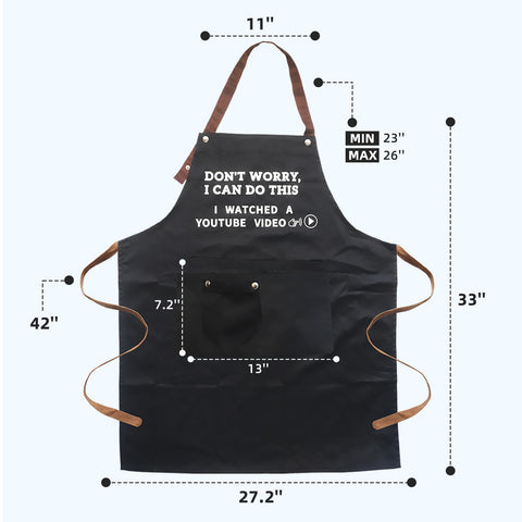 Ougher apron adjustable neck strap for comfortable, customizable fit.