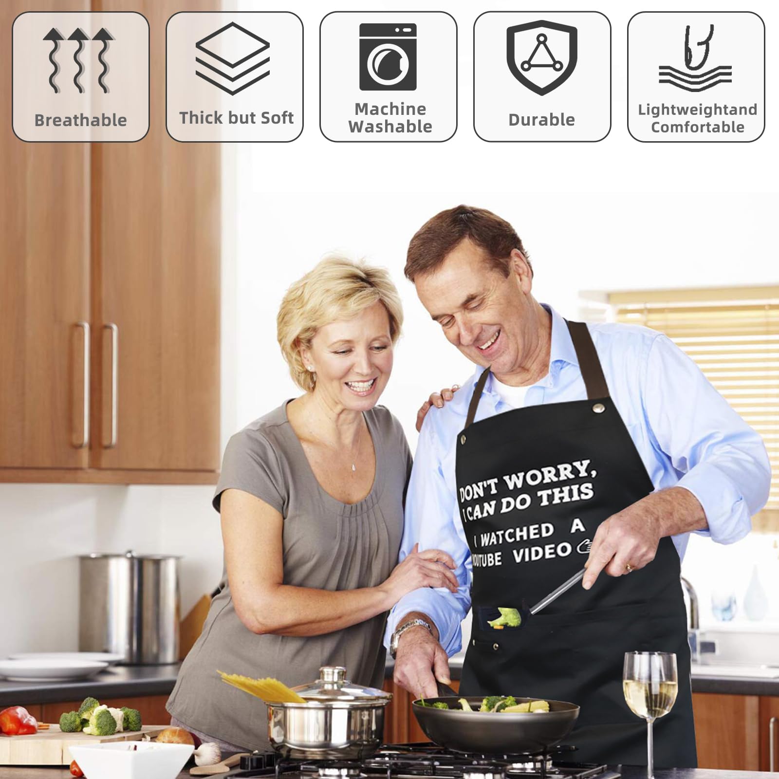 Ougher BBQ apron waterproof and oil resistant for mess-free grilling.