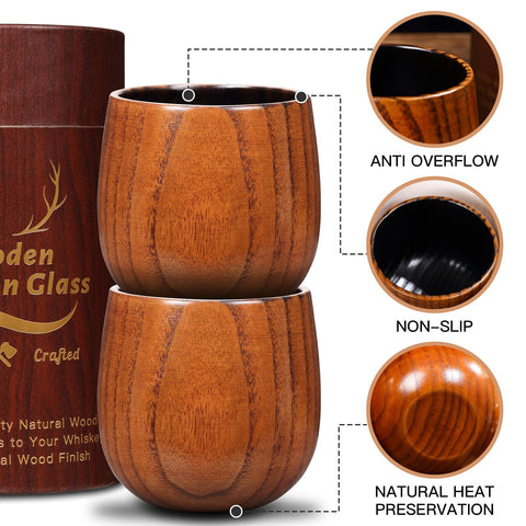 OUHT Charred Wooden Whiskey Glass durable for outdoor use on adventures.