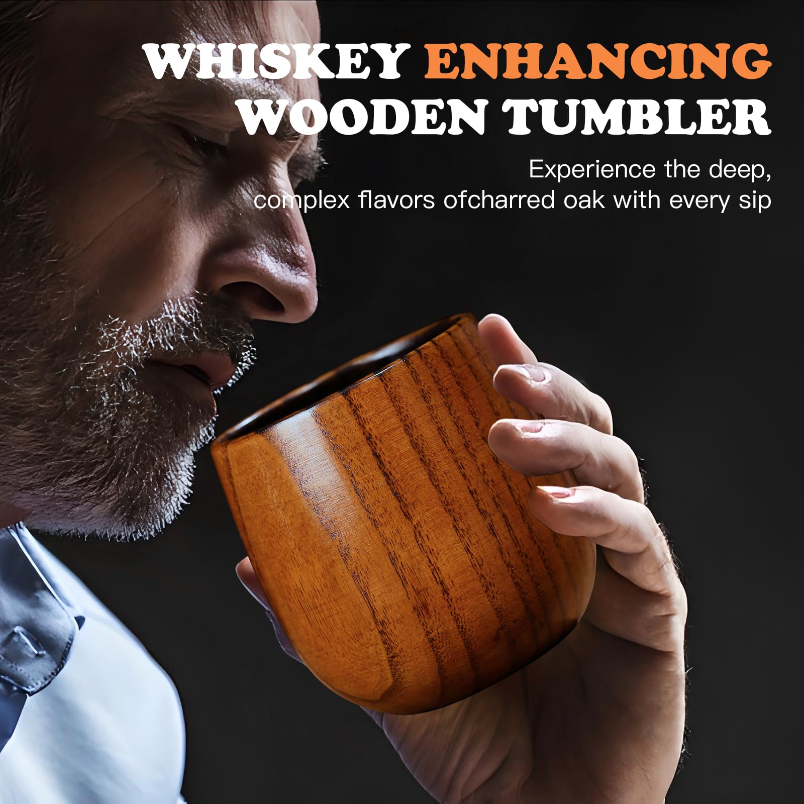OUHT Charred Wooden Whiskey Glass elegant packaging perfect for gifting.