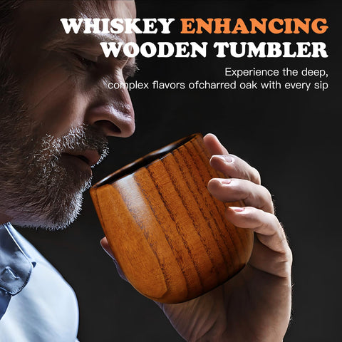 OUHT Charred Wooden Whiskey Glass elegant packaging perfect for gifting.
