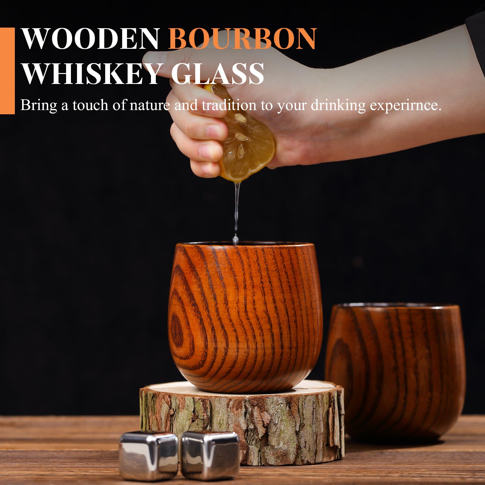 OUHT Charred Wooden Whiskey Glass hand wash only to preserve finish.