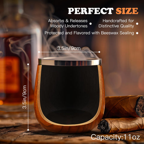 OUHT Charred Wooden Whiskey Glass handcrafted from solid wood for durability.