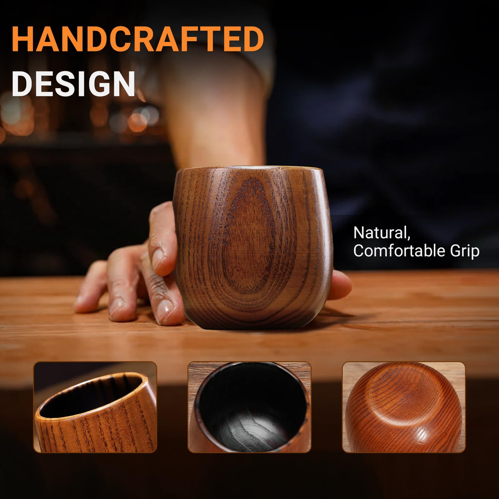 OUHT no-sweat wooden glass protects surfaces from moisture and water rings.