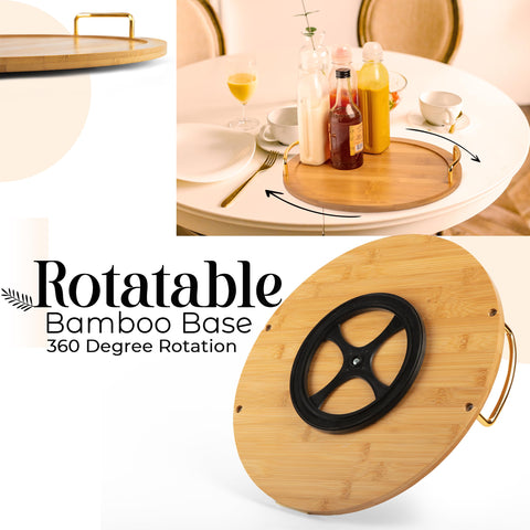 Oui Raquel 360° rotating wooden base ready for easy access at gatherings