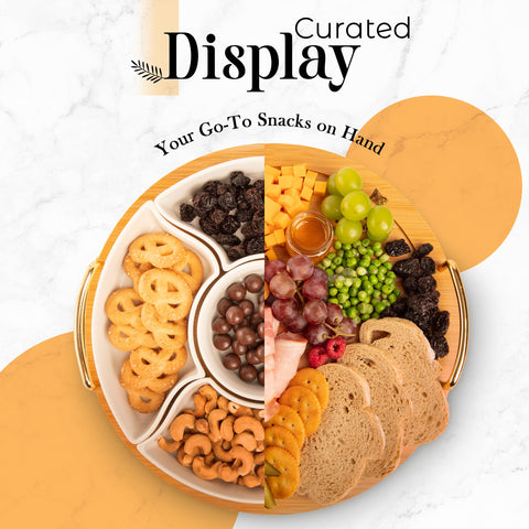 Oui Raquel ceramic serving trays displaying chips and dips with durable design