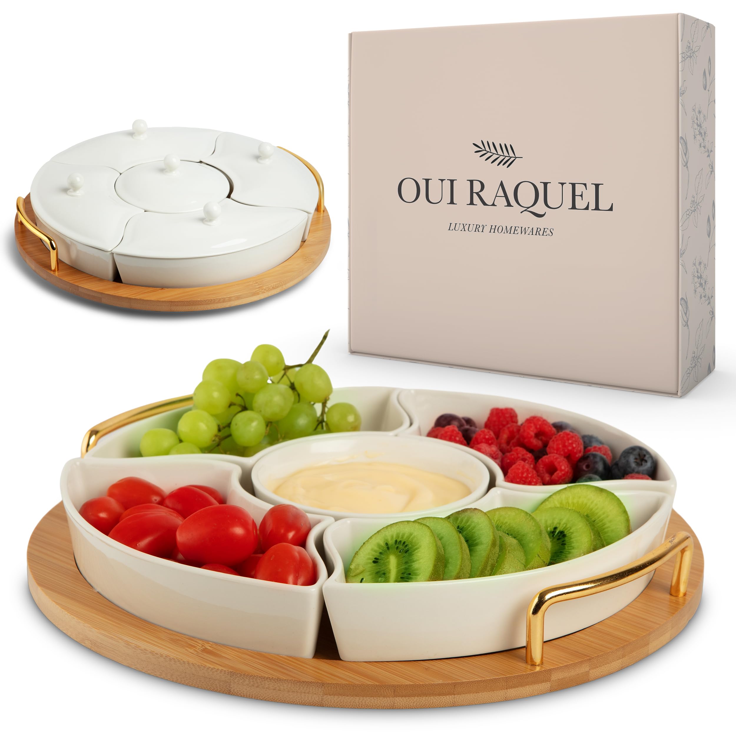 Oui Raquel chip and dip serving set on table for elegant entertaining