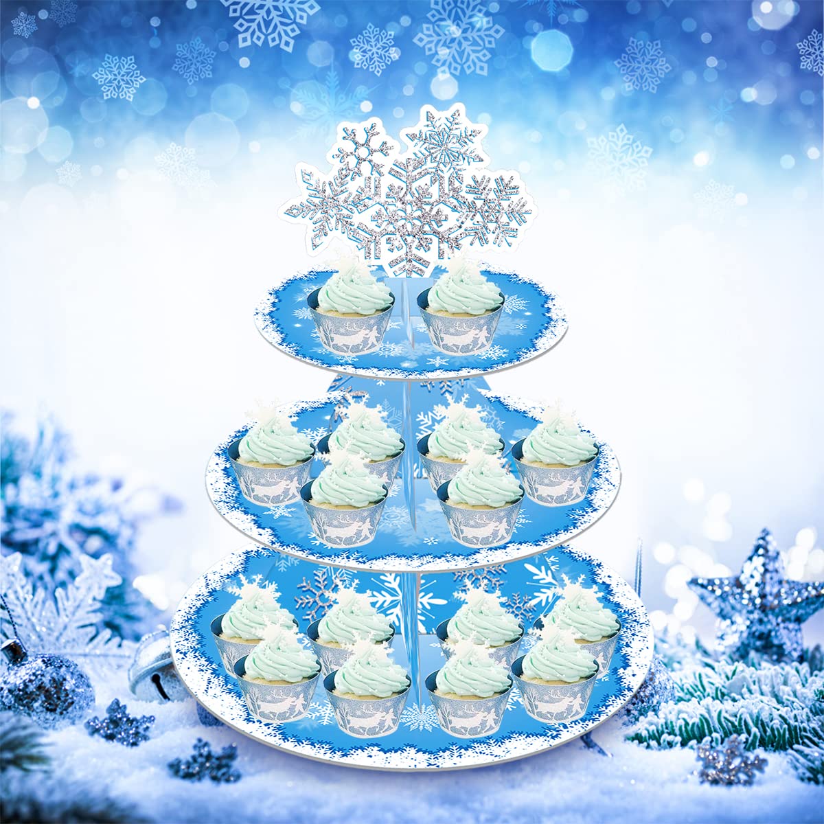OULUN winter-themed display elevates dessert presentation for cozy celebrations