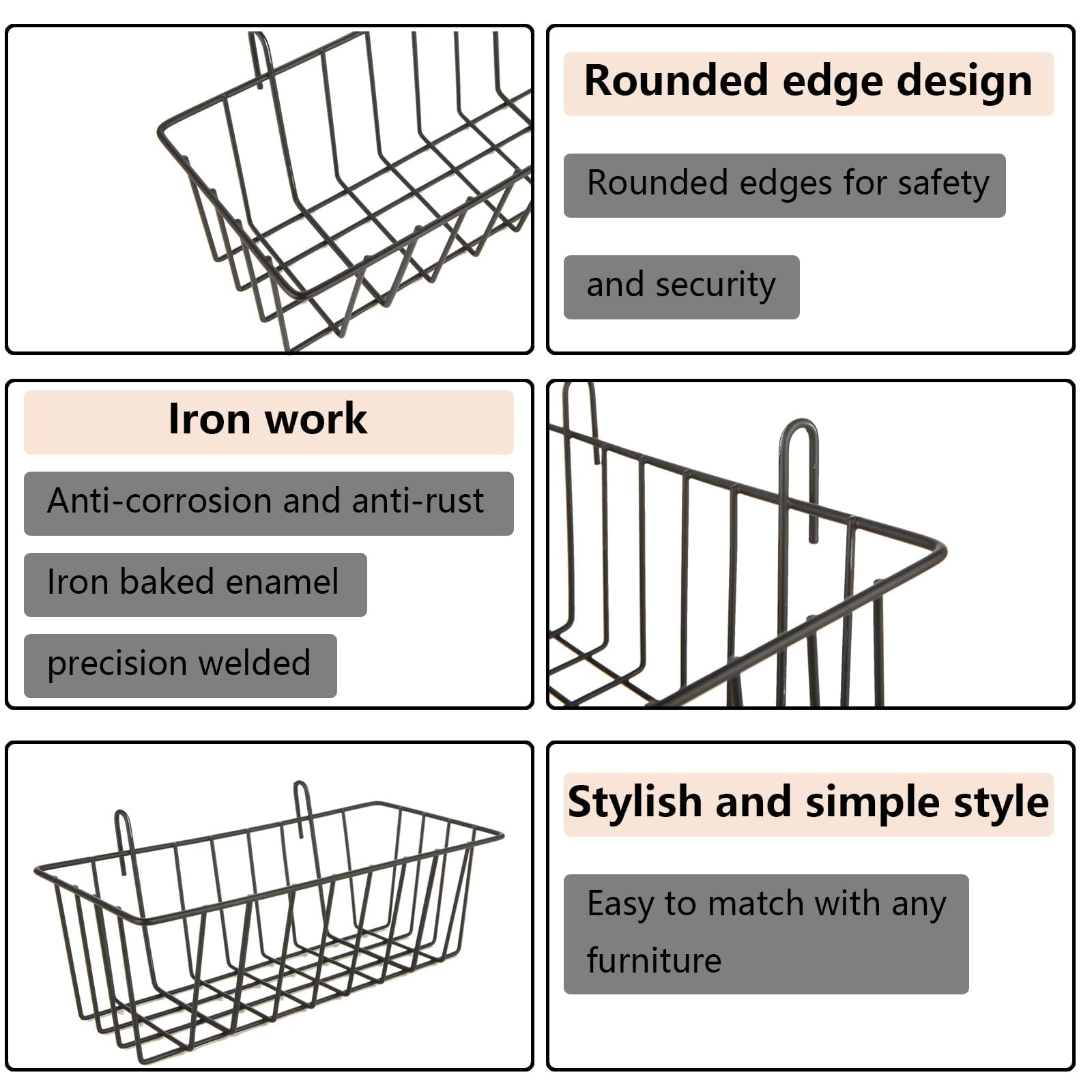 Oungy black wire storage basket ideal for kitchen organization.