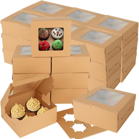 Oungy four-cavity cupcake boxes with inserts for secure transport.