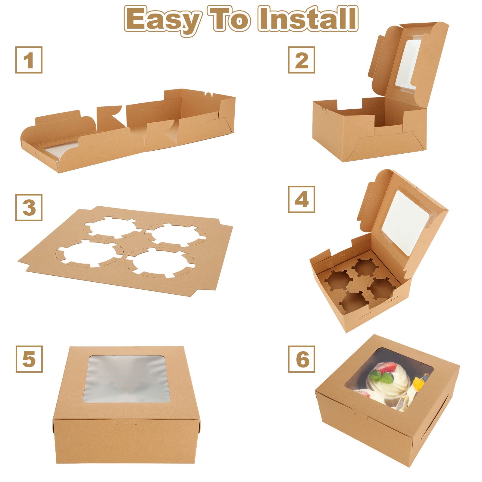Oungy kraft boxes arrive flat and unfold easily for assembly.
