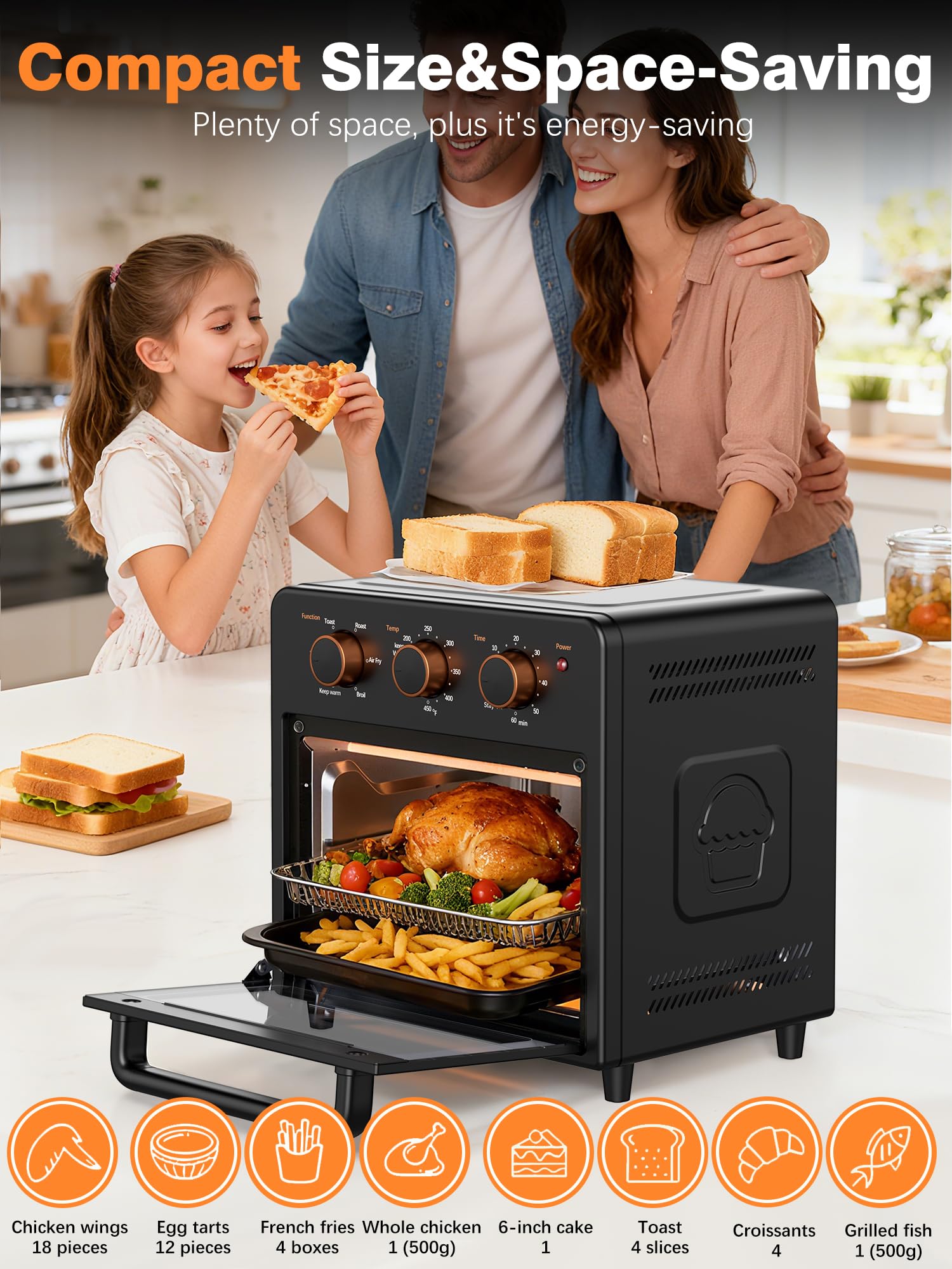 OUNIN compact-countertop design emphasizes space-saving fit for small kitchens.