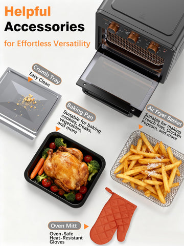 OUNIN included accessories image shows rack and pan for immediate cooking.