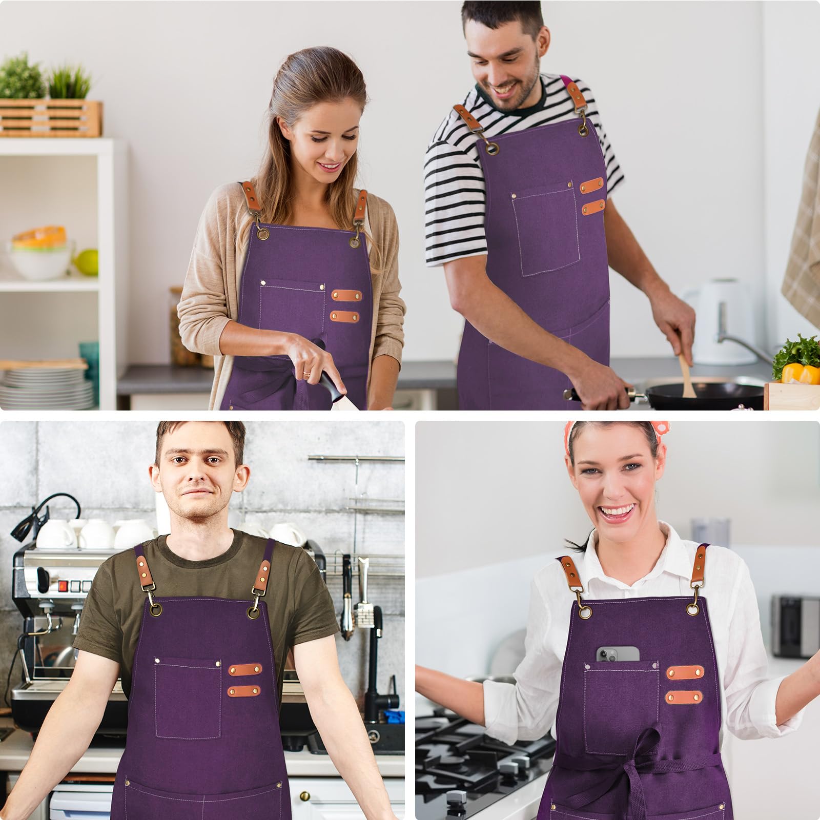 OUNLEN cross-back canvas apron is versatile for home cooks and professionals