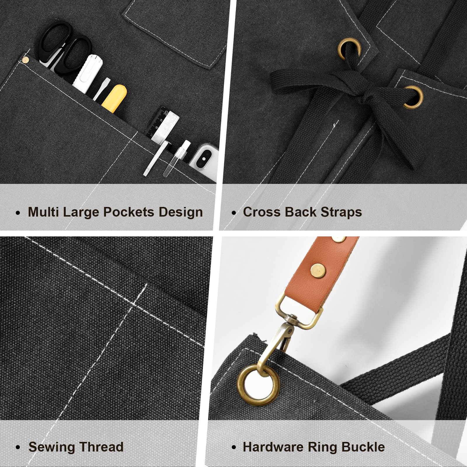 OUNLEN Chef Apron brass buckle detail highlighting adjustable fit