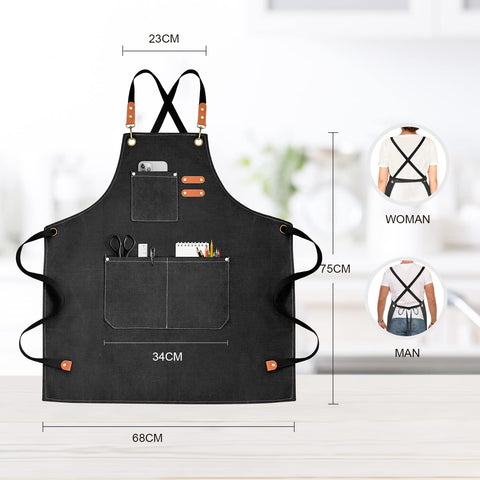OUNLEN Chef Apron three-pocket layout showing storage for phone and tools