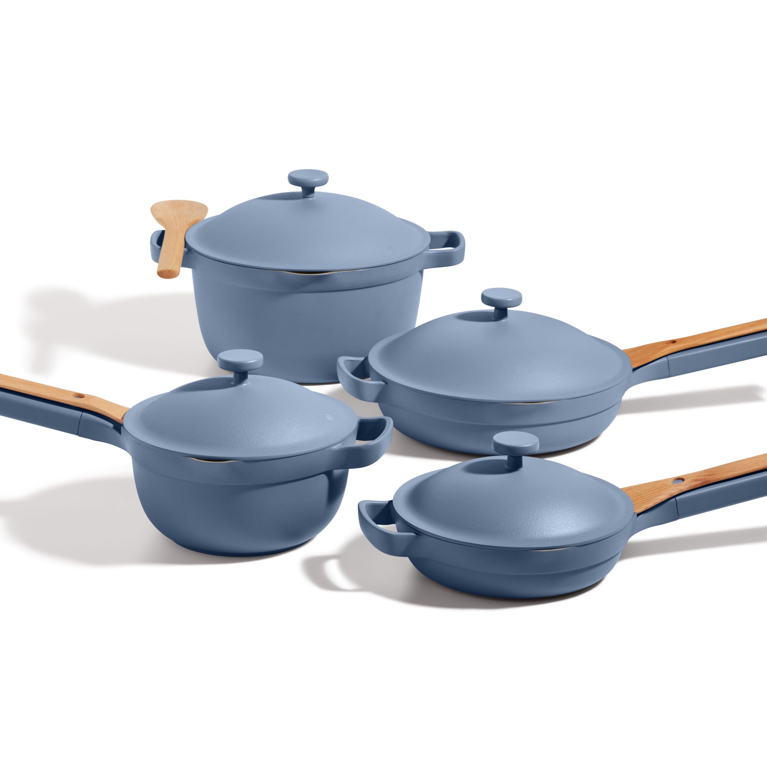 Our Place Always Pan 2.0 in Blue Salt, versatile pan for braising and searing.