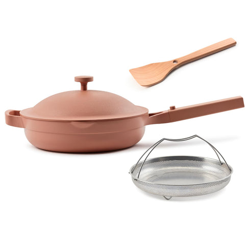 Our Place Always Pan 2.0 with ceramic nonstick coating for toxin-free cooking and easy release
