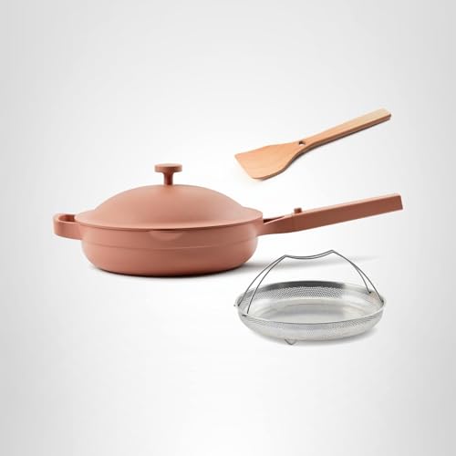 Our Place Always Pan 2.0 easy-clean ceramic surface supports quick cleanup