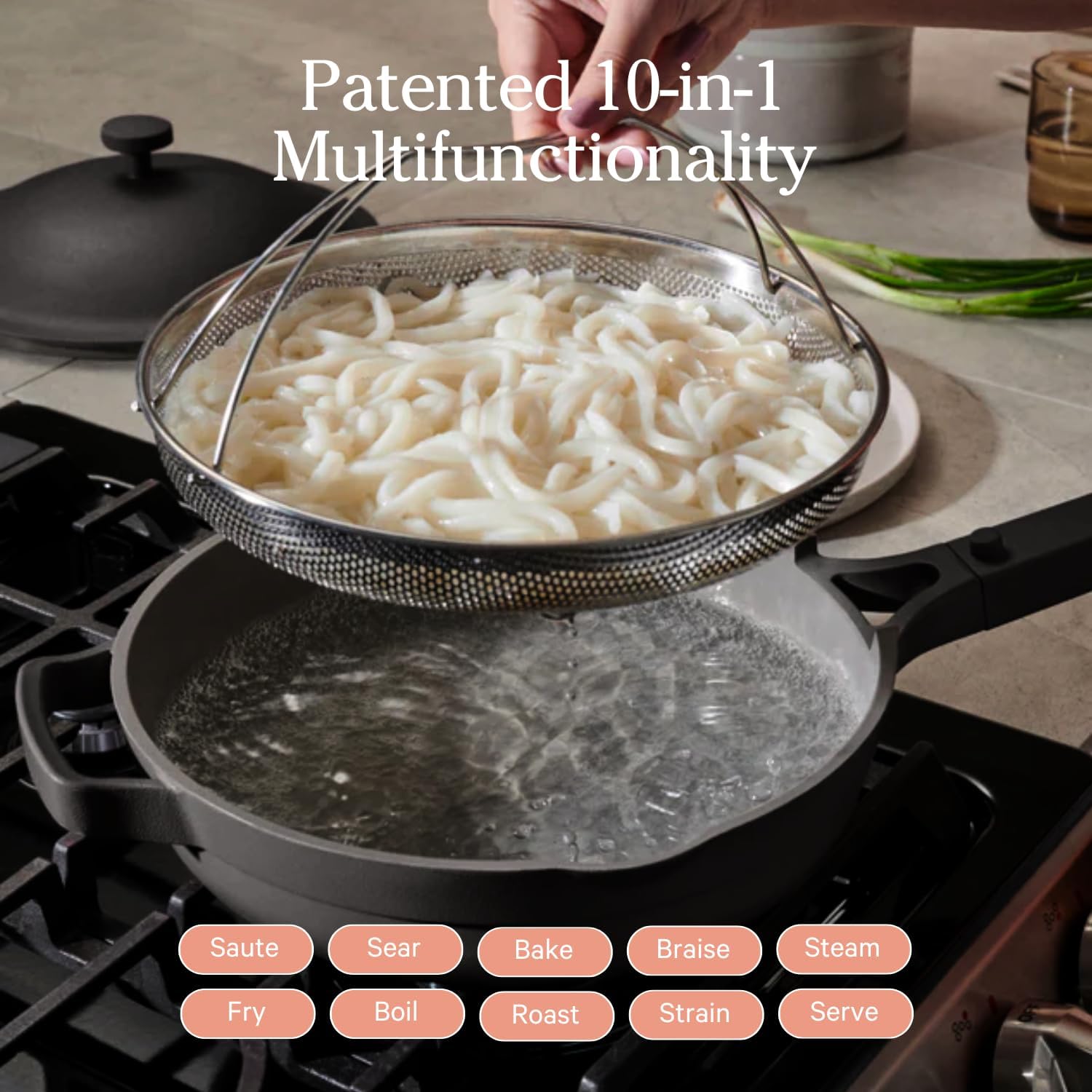 Our Place Always Pan 2.0 modular lid controls moisture and venting for better results.