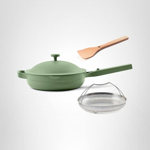 Our Place Always Pan 2.0 space-saving design fits compact kitchens