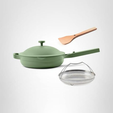 Our Place Always Pan 2.0 space-saving design fits compact kitchens