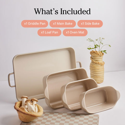 Our Place bakeware set stackable design saves cabinet space.