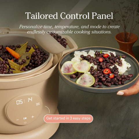 Our Place Dream Cooker auto steam release supports hands-free pressure cooking