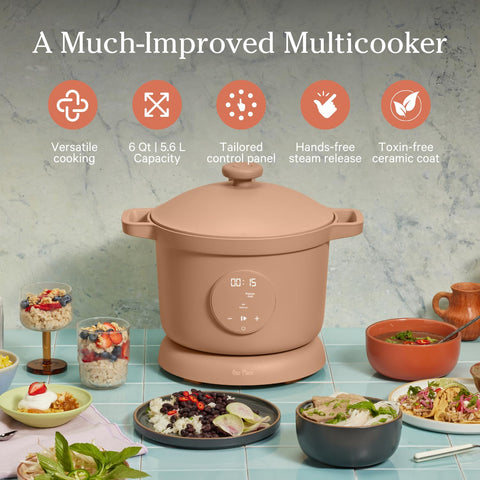 Our Place Dream Cooker control panel enables precise time and temperature customization.