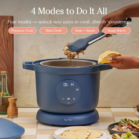Our Place Dream Cooker ceramic inner pot with nonstick surface for easy release.