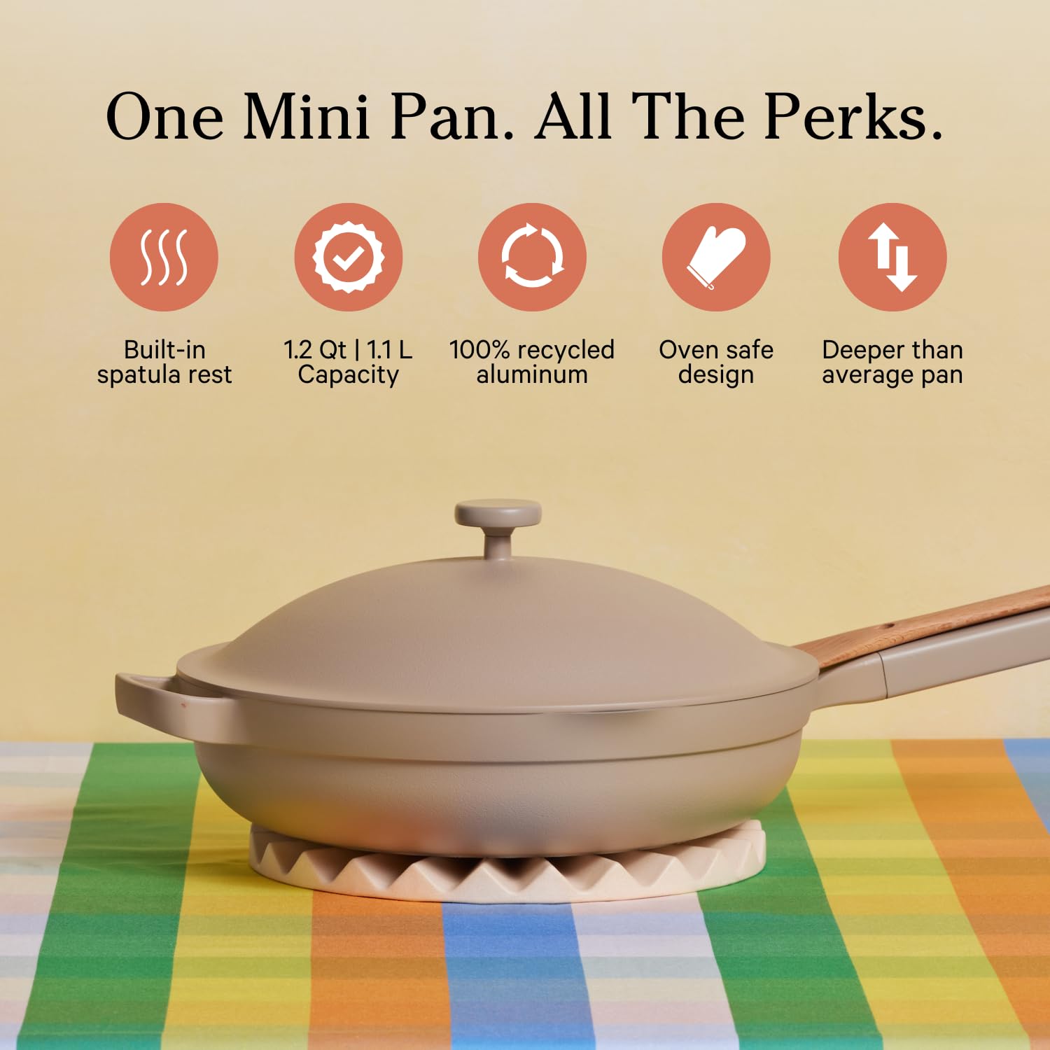 Our Place Mini Always Pan with modular lid showing moisture control during simmering