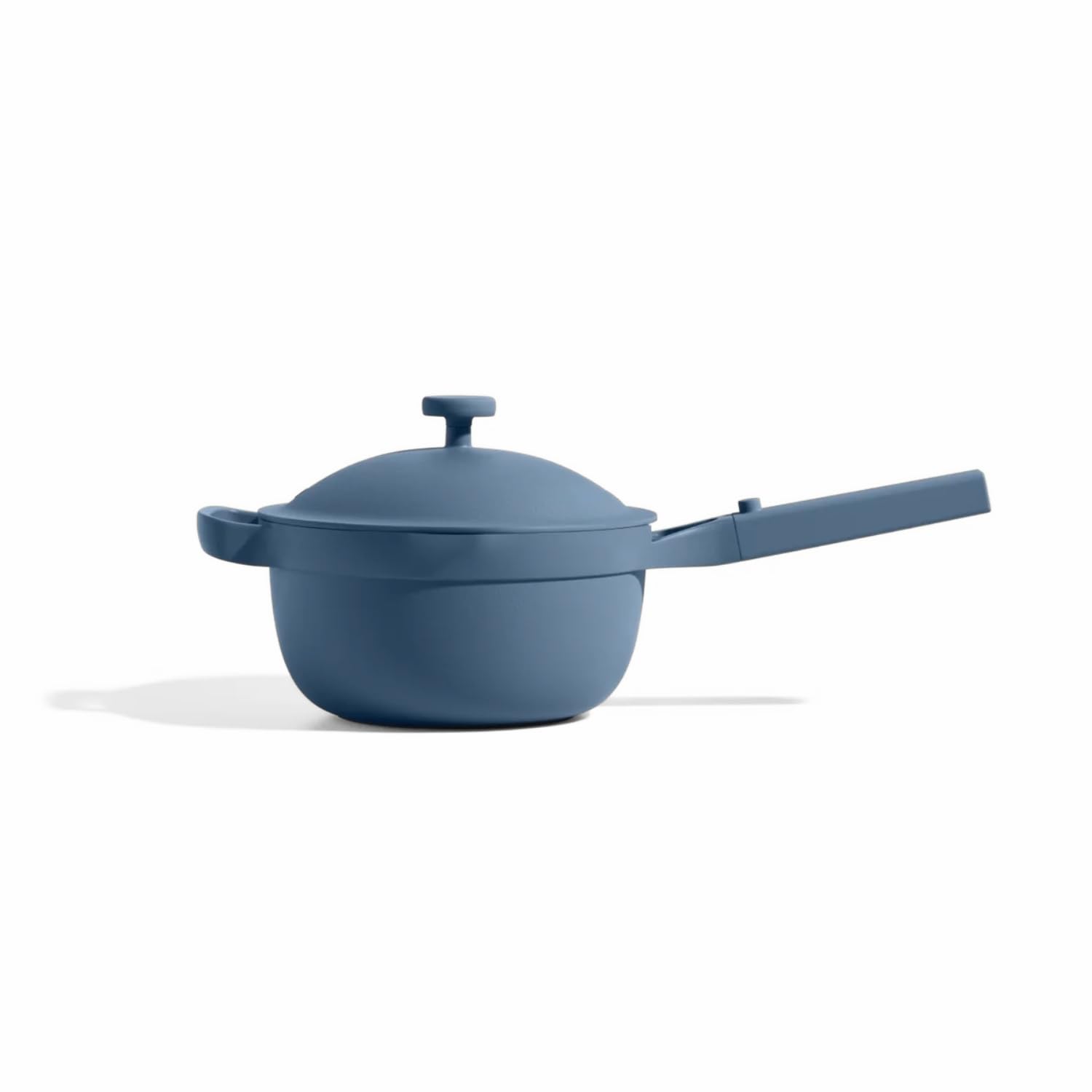 Our Place Mini Perfect Pot with blue salt lid highlights compact versatility for sauces and sides.